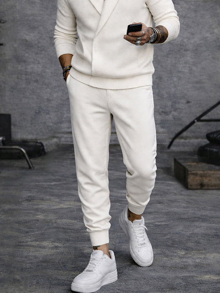 Casual Shawl Collar Knit Top and Pants Set