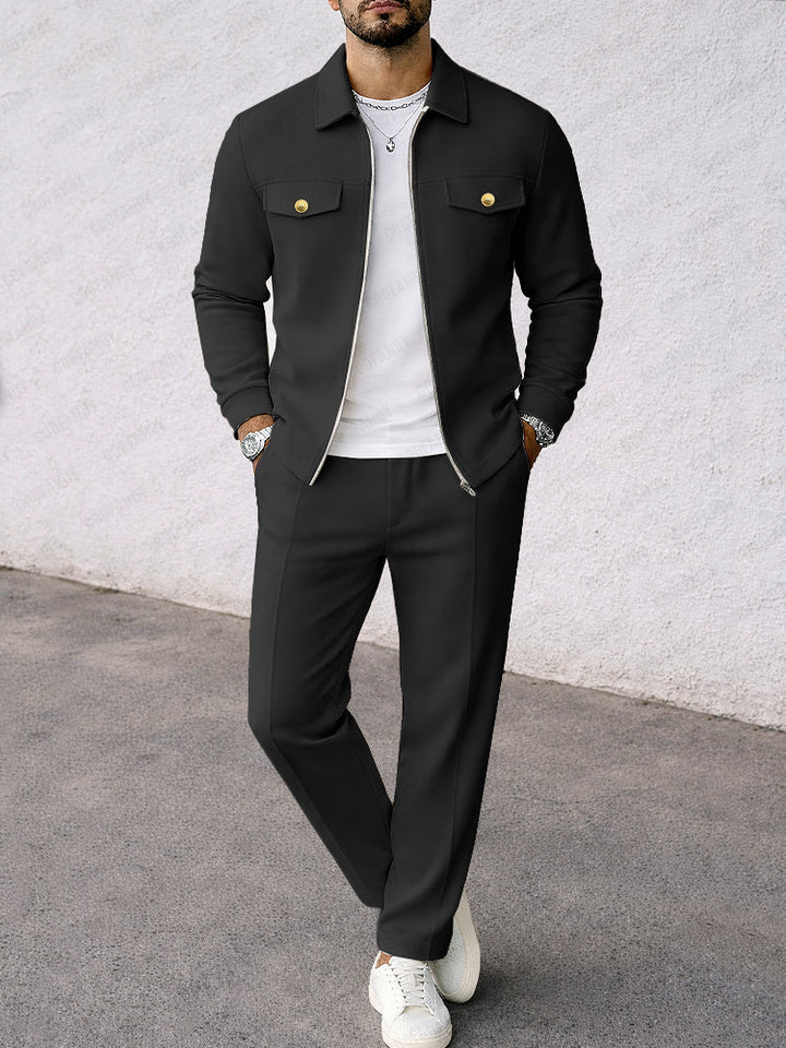 Classic Suede Jacket and Pants Set