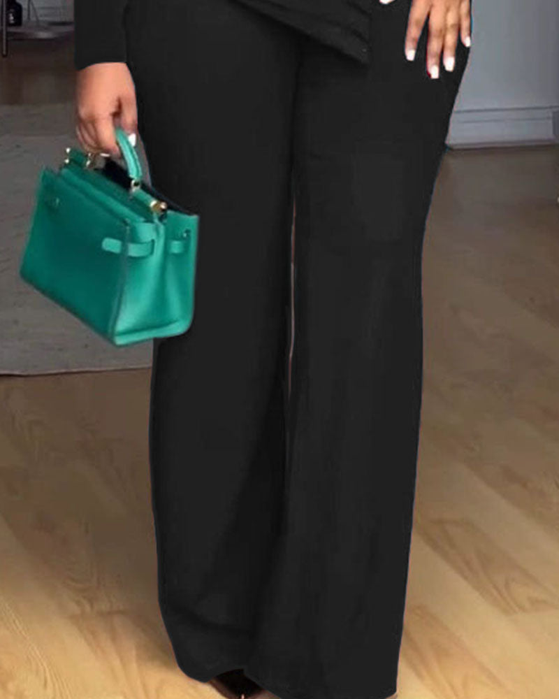 Casual Pleated Patchwork Cinched Waist Jumpsuit
