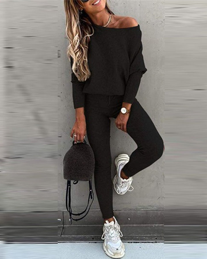 Stylish Off-Shoulder Top and Pants Set