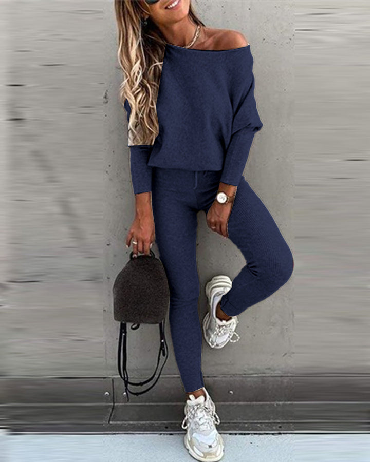 Stylish Off-Shoulder Top and Pants Set