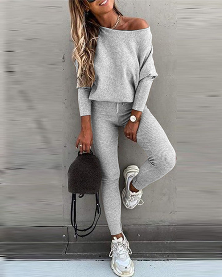 Stylish Off-Shoulder Top and Pants Set