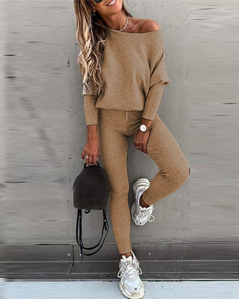 Stylish Off-Shoulder Top and Pants Set