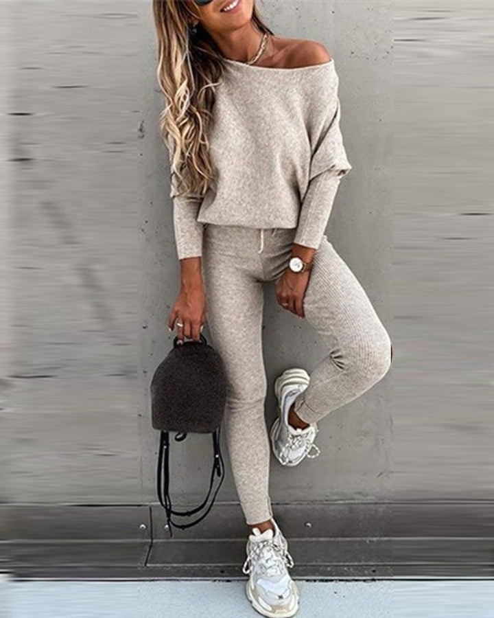 Stylish Off-Shoulder Top and Pants Set