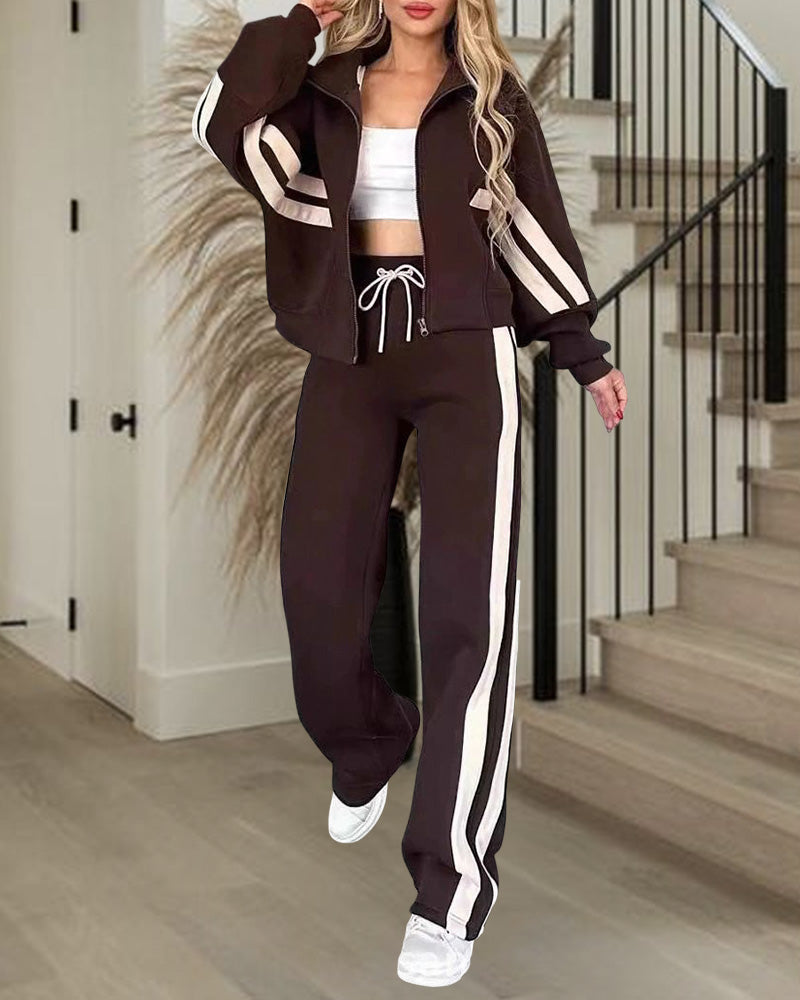 Timeless Contrast Stripe Tracksuit Sets