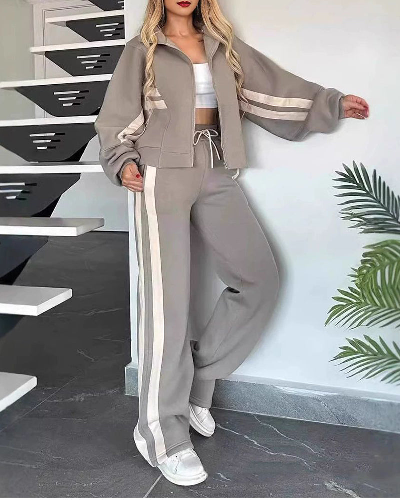 Timeless Contrast Stripe Tracksuit Sets