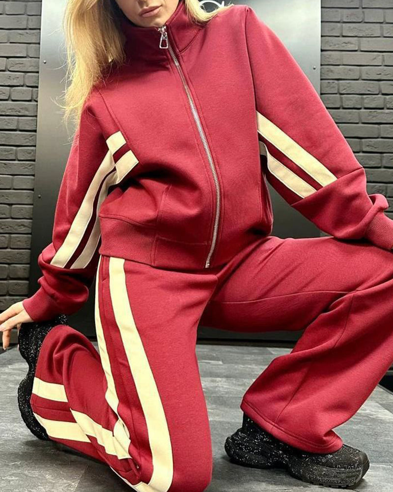 Timeless Contrast Stripe Tracksuit Sets