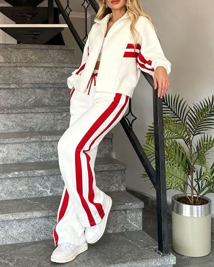 Timeless Contrast Stripe Tracksuit Sets
