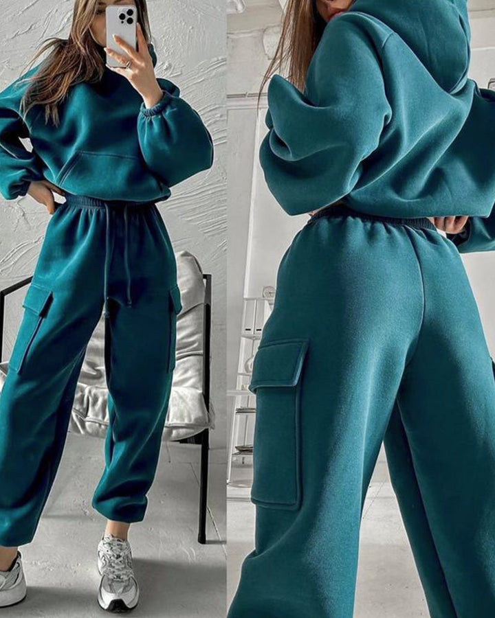 Stylish Cargo Style Oversized Sweatsuit Set