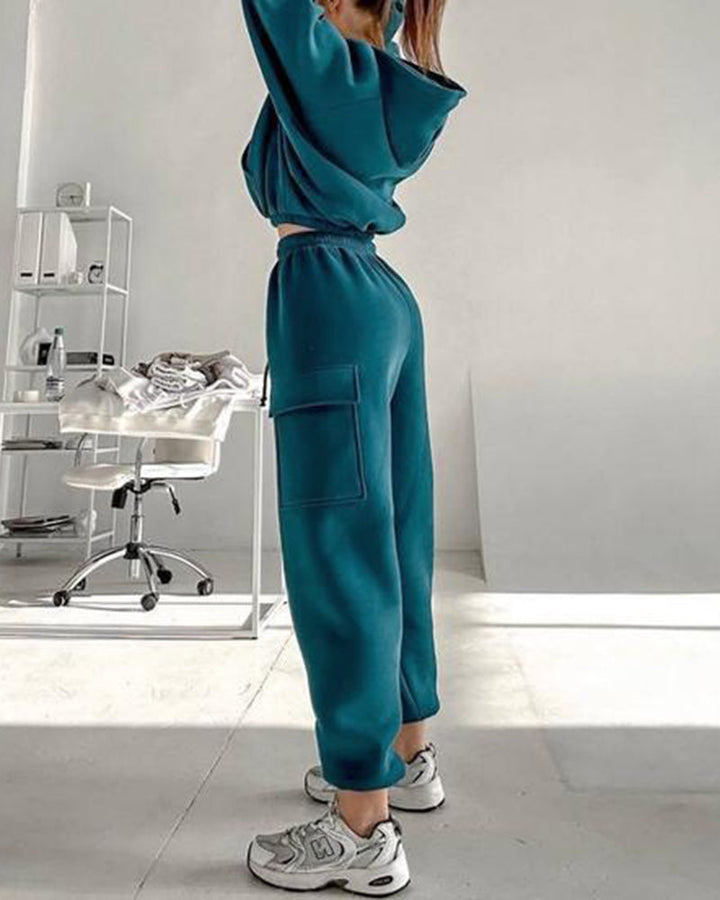 Stylish Cargo Style Oversized Sweatsuit Set