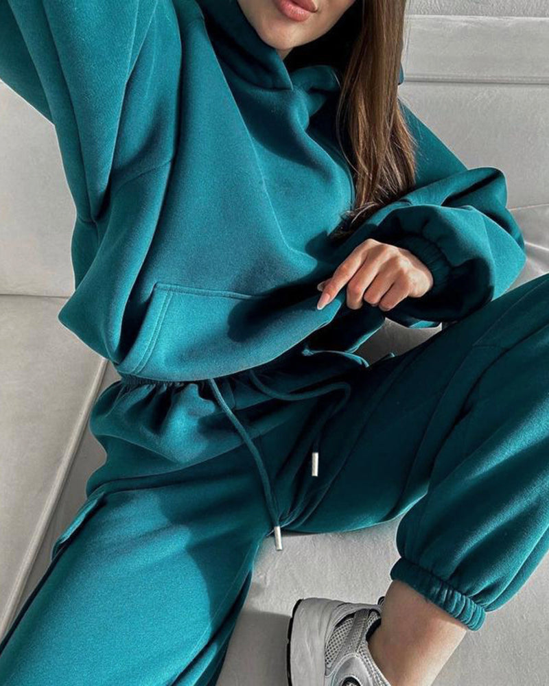Stylish Cargo Style Oversized Sweatsuit Set
