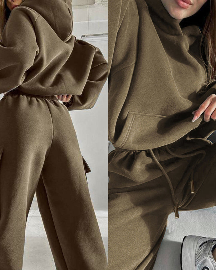 Stylish Cargo Style Oversized Sweatsuit Set