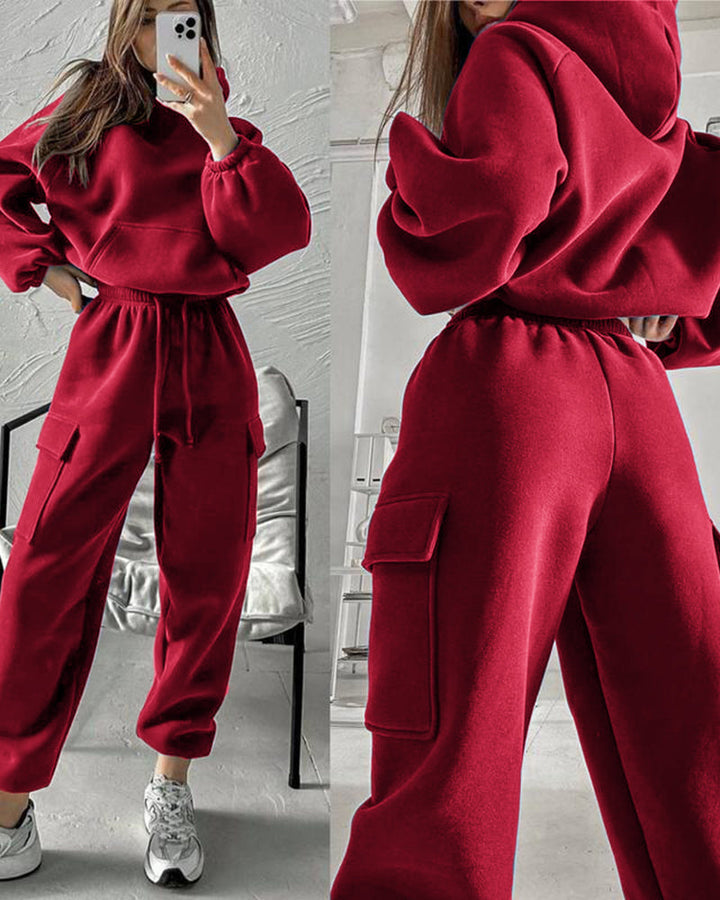 Stylish Cargo Style Oversized Sweatsuit Set