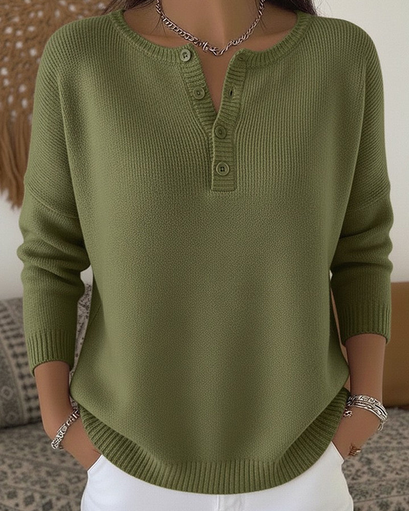 Herminia henley knit sweater for women
