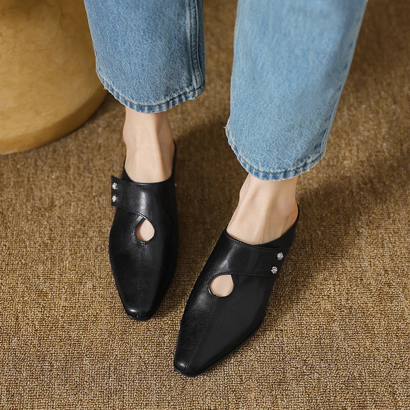 Olga genuine leather mules for women