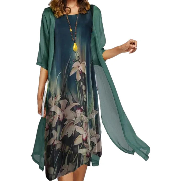 Stella | Floral Dress with Chiffon Overlay