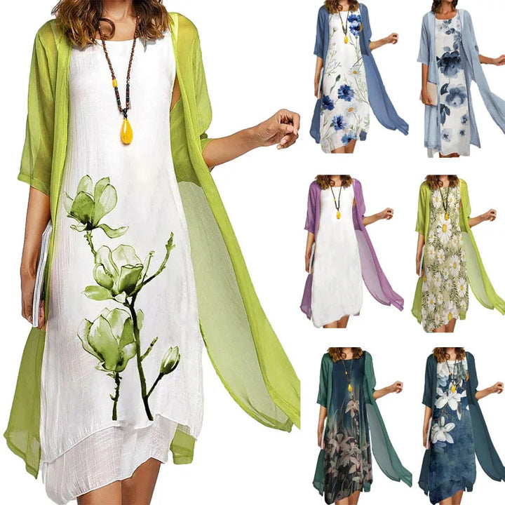 Stella | Floral Dress with Chiffon Overlay