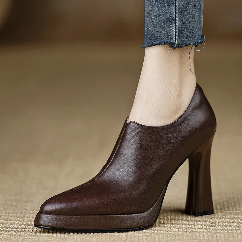 Anita leather heels for women