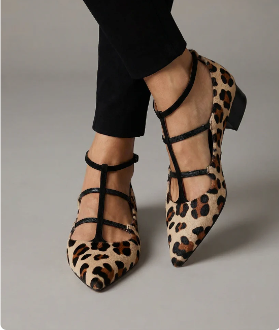 Bridget leopard strap heeled shoes for women