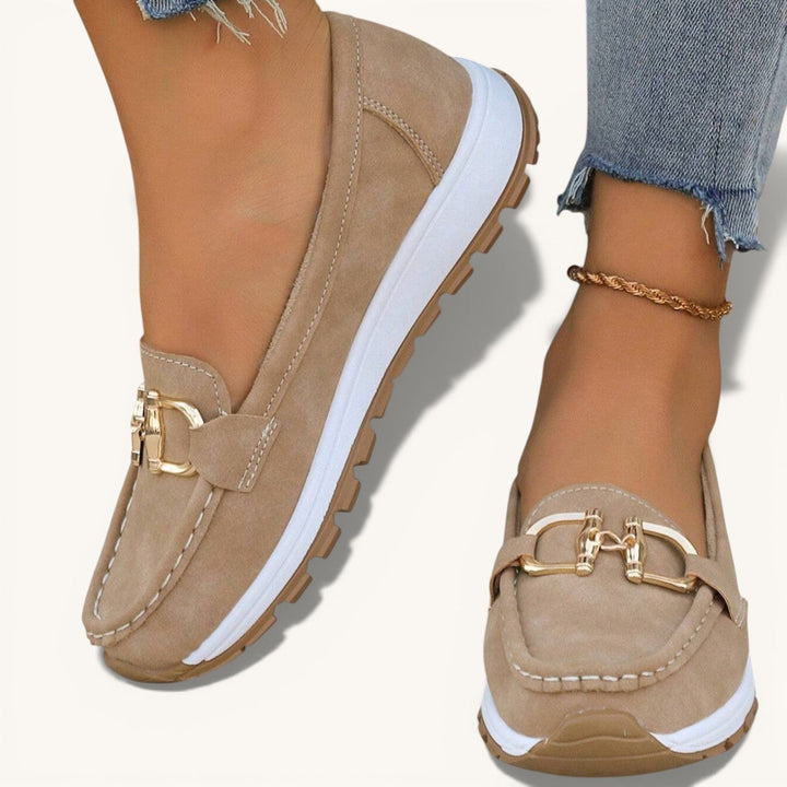 Eloise flat buckle moccasins for women