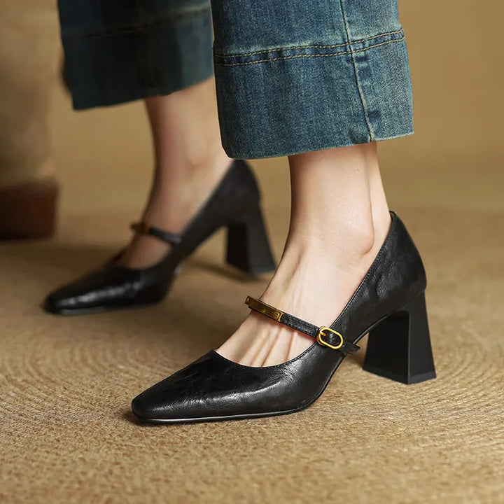 Maela genuine leather heels for women
