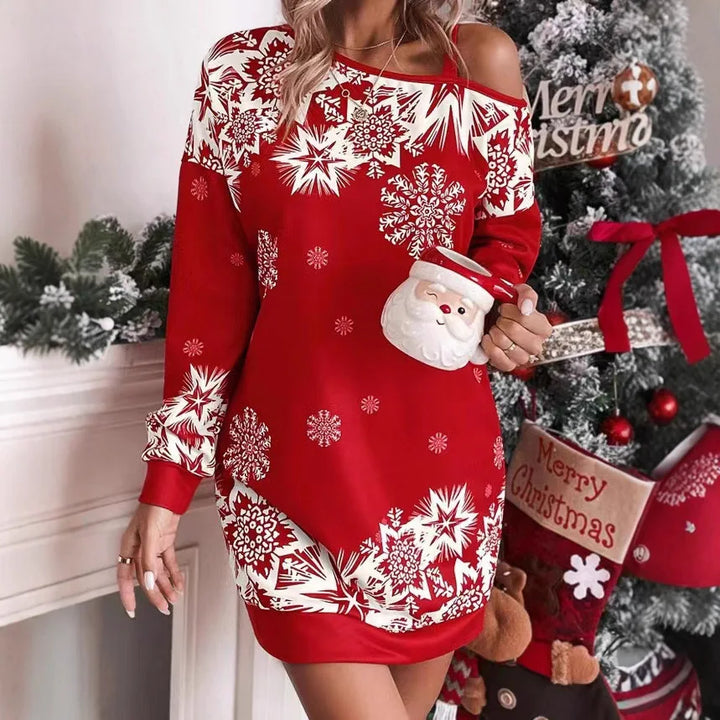 Avery Snowflake Holiday Sweater Dress - Cozy, Festive Knit for the Holidays