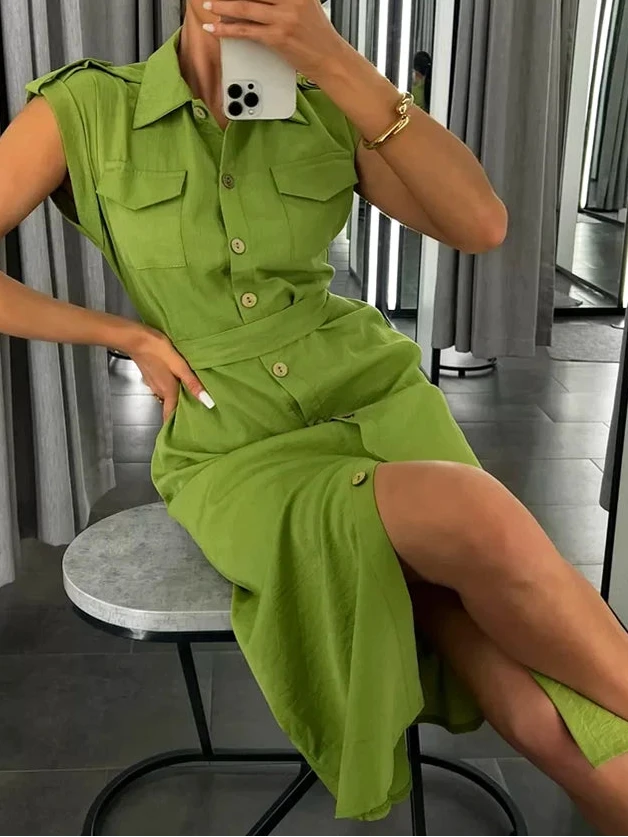 Sage | Vintage A-Line Midi Dress