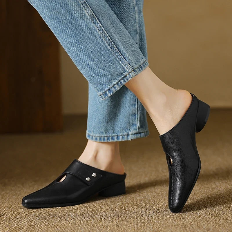 Olga genuine leather mules for women