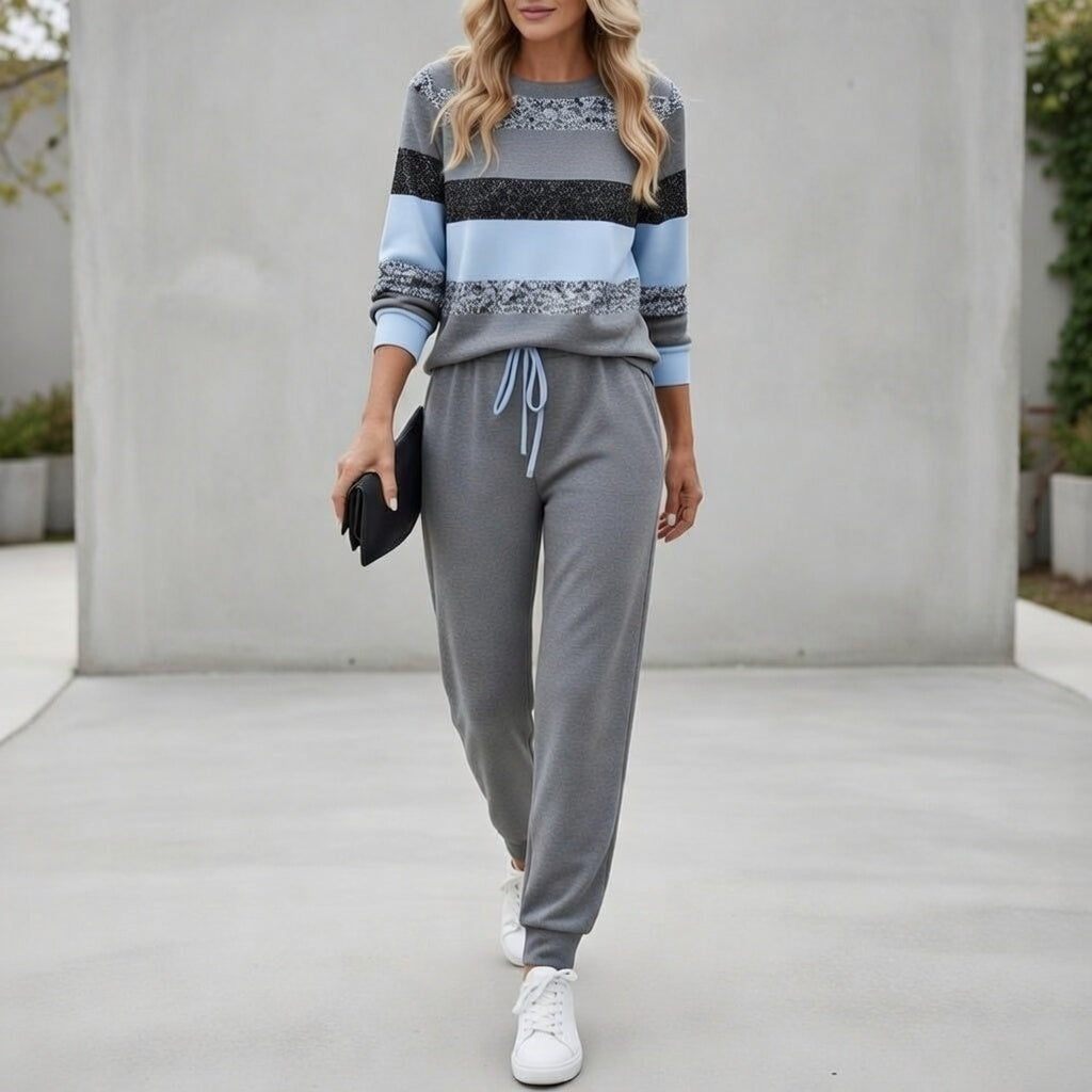 Zofie striped knit lounge set for women