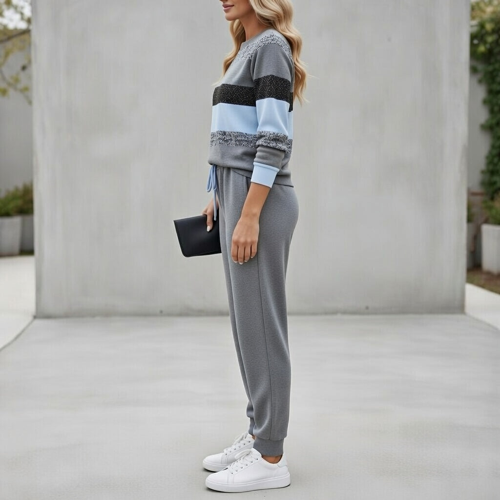 Zofie striped knit lounge set for women