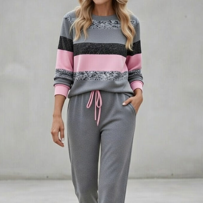 Zofie striped knit lounge set for women