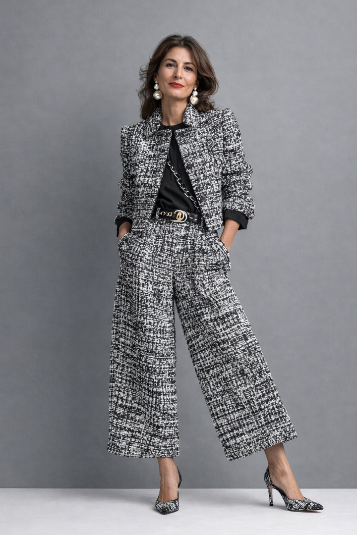 Luciana tweed jacket and wide-leg trouser set for women