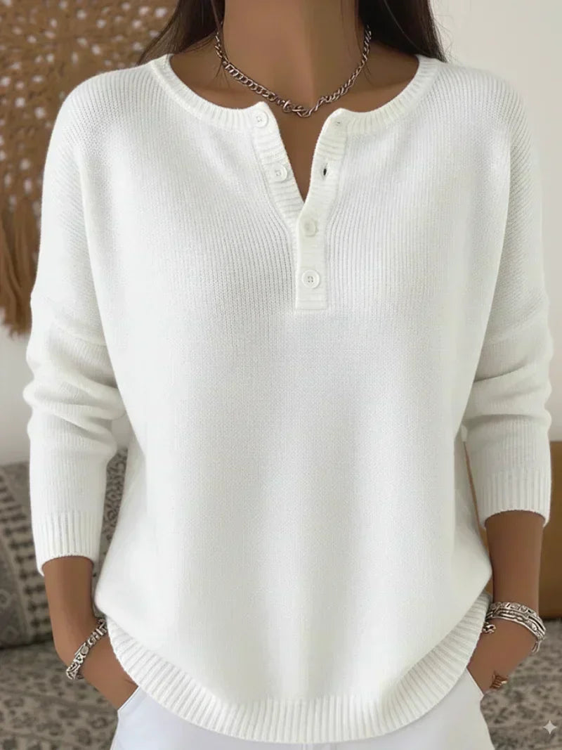 Herminia henley knit sweater for women