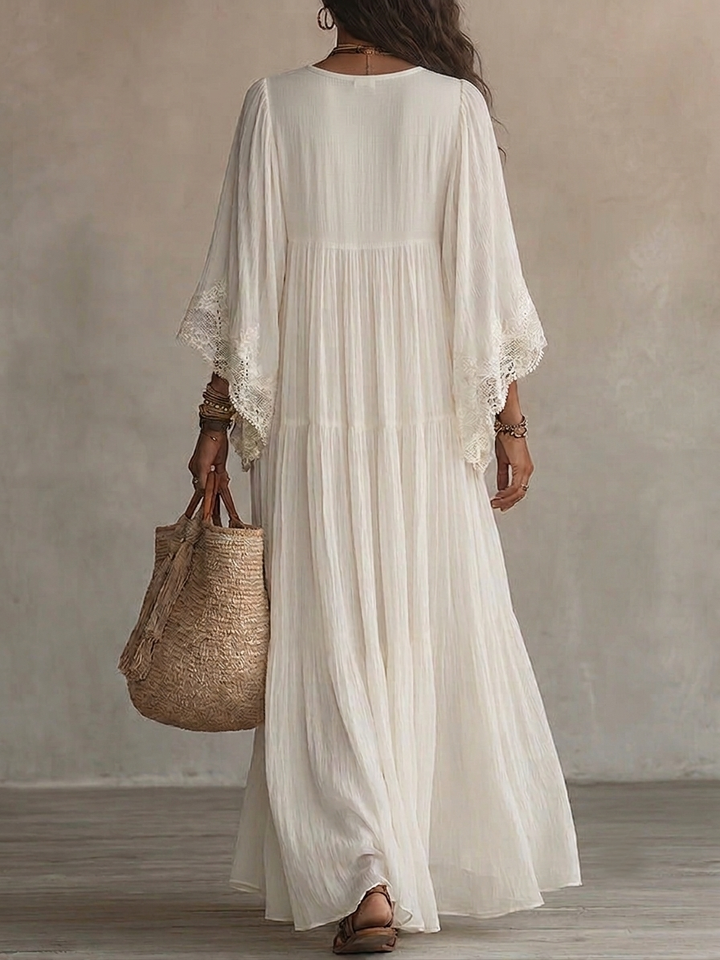 Celestina lace trim chiffon maxi dress for women