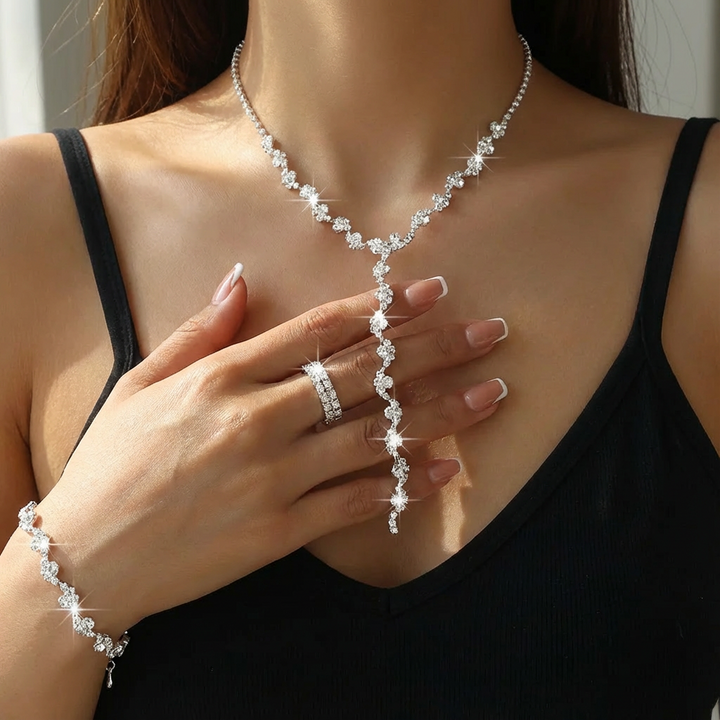 Valerine | High-End Sparkle Flower Jewelry Set
