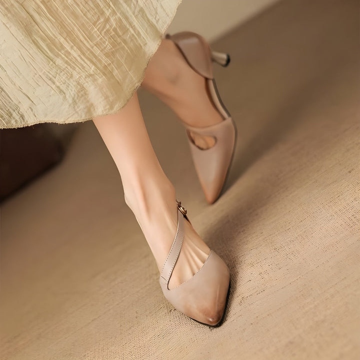 Avena genuine leather crossover strap heels for women