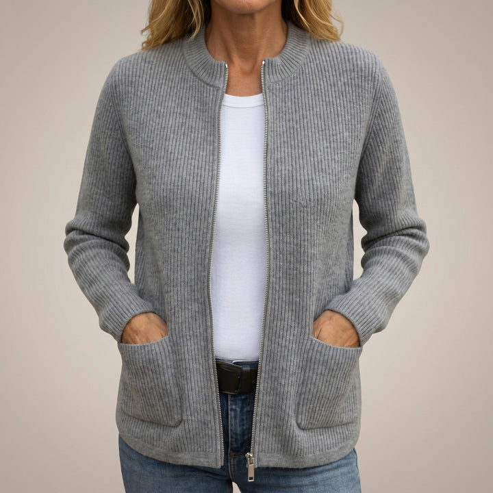 Anneke cozy zip cardigan with deep pockets for women