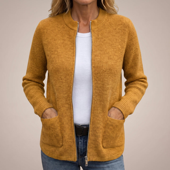 Anneke cozy zip cardigan with deep pockets for women