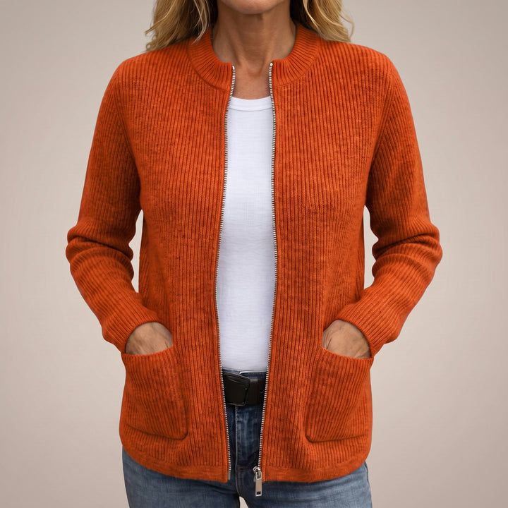 Anneke cozy zip cardigan with deep pockets for women