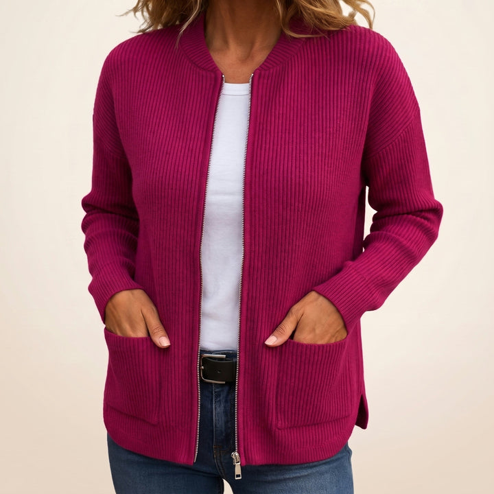 Anneke cozy zip cardigan with deep pockets for women