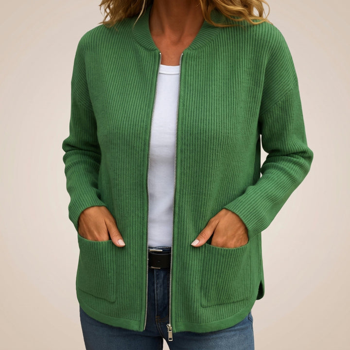 Anneke cozy zip cardigan with deep pockets for women