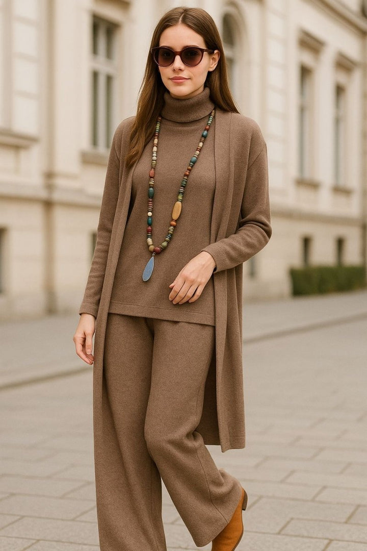 Aubrey Cardigan, Turtleneck &amp; Pants Set