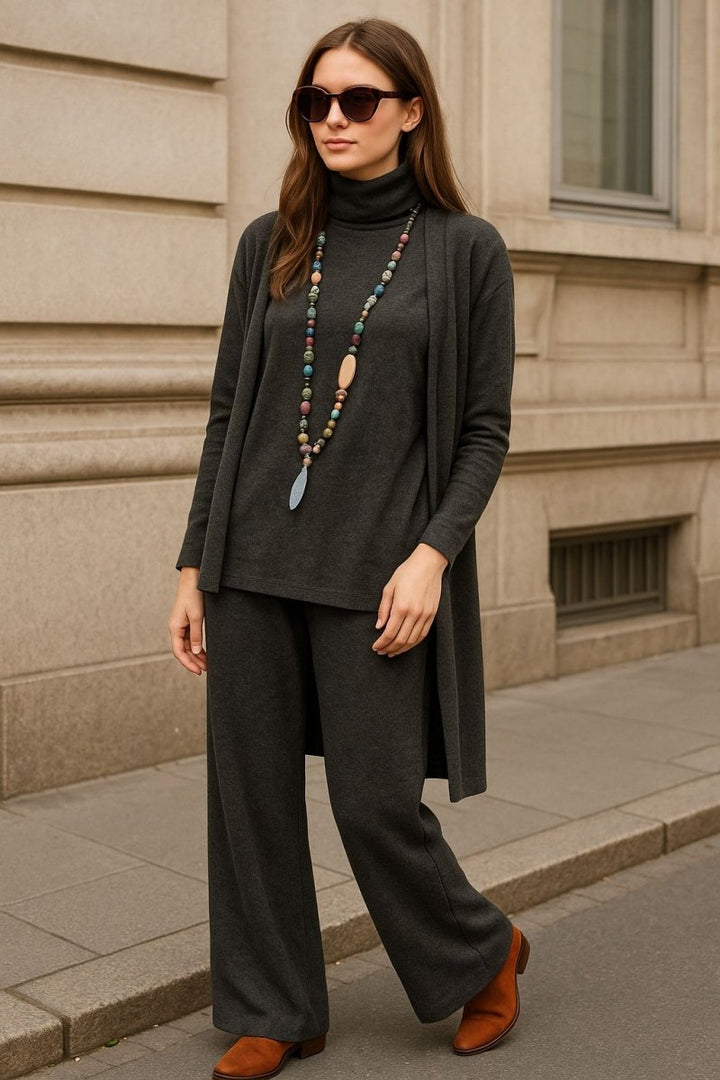 Aubrey Cardigan, Turtleneck &amp; Pants Set
