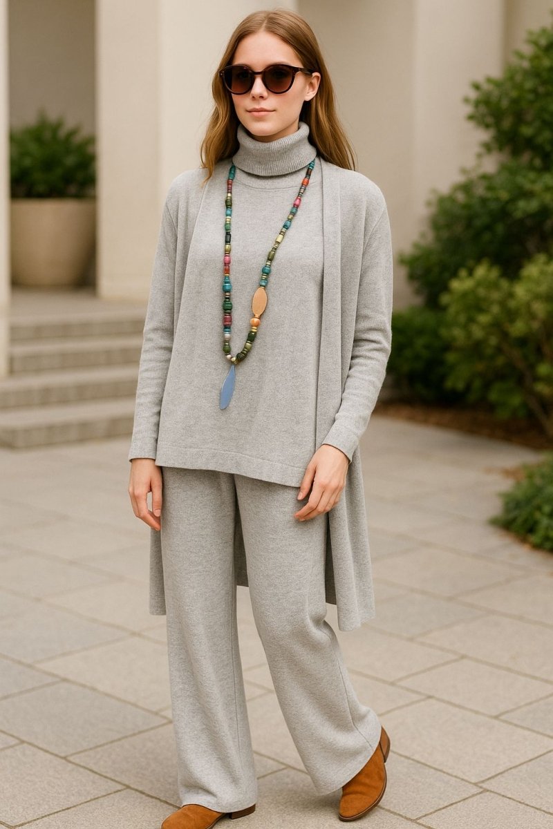 Aubrey Cardigan, Turtleneck &amp; Pants Set