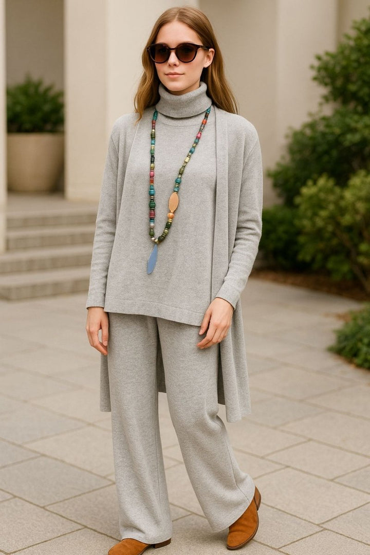 Aubrey Cardigan, Turtleneck &amp; Pants Set