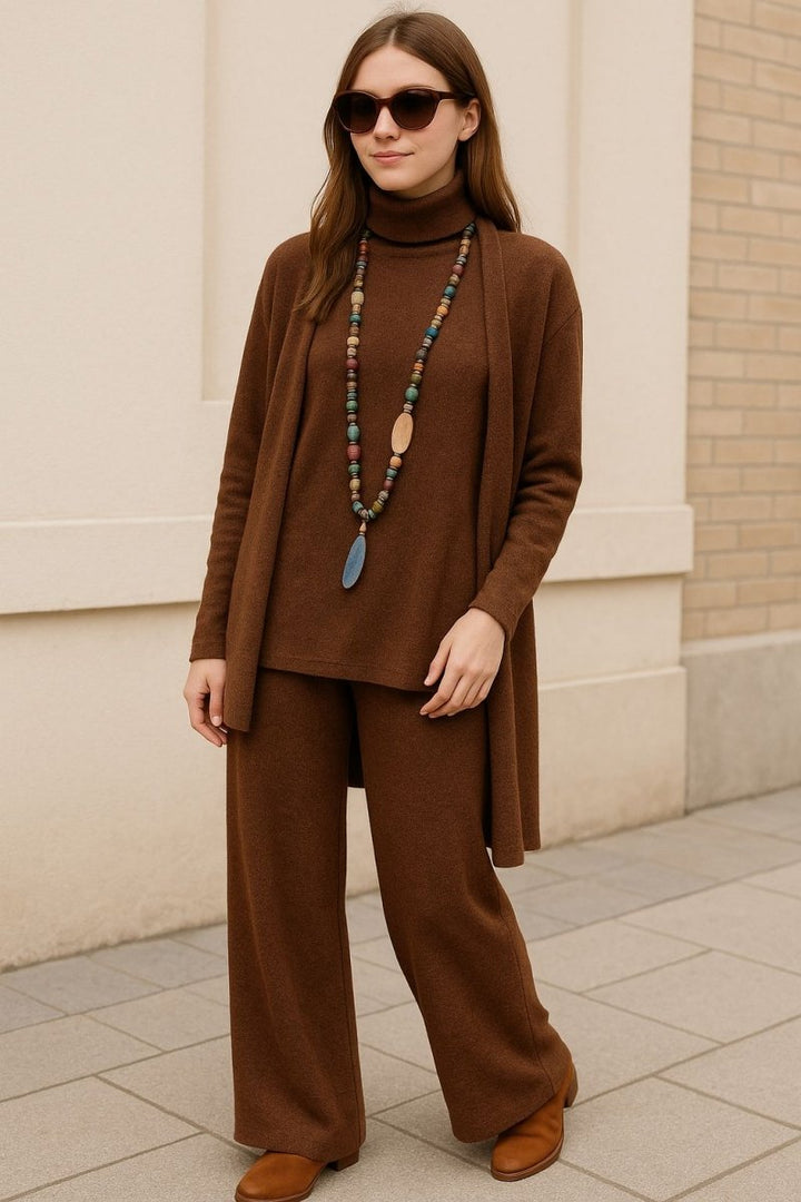 Aubrey Cardigan, Turtleneck &amp; Pants Set