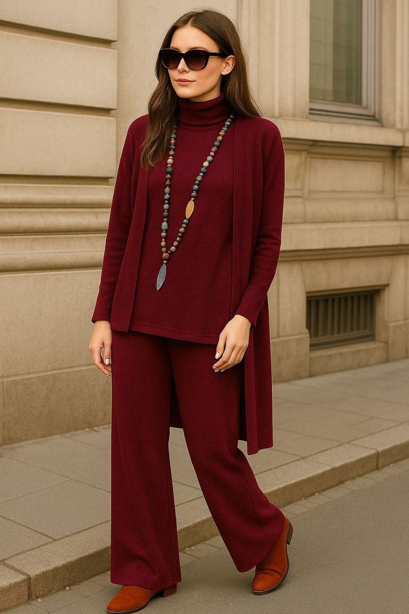 Aubrey Cardigan, Turtleneck &amp; Pants Set