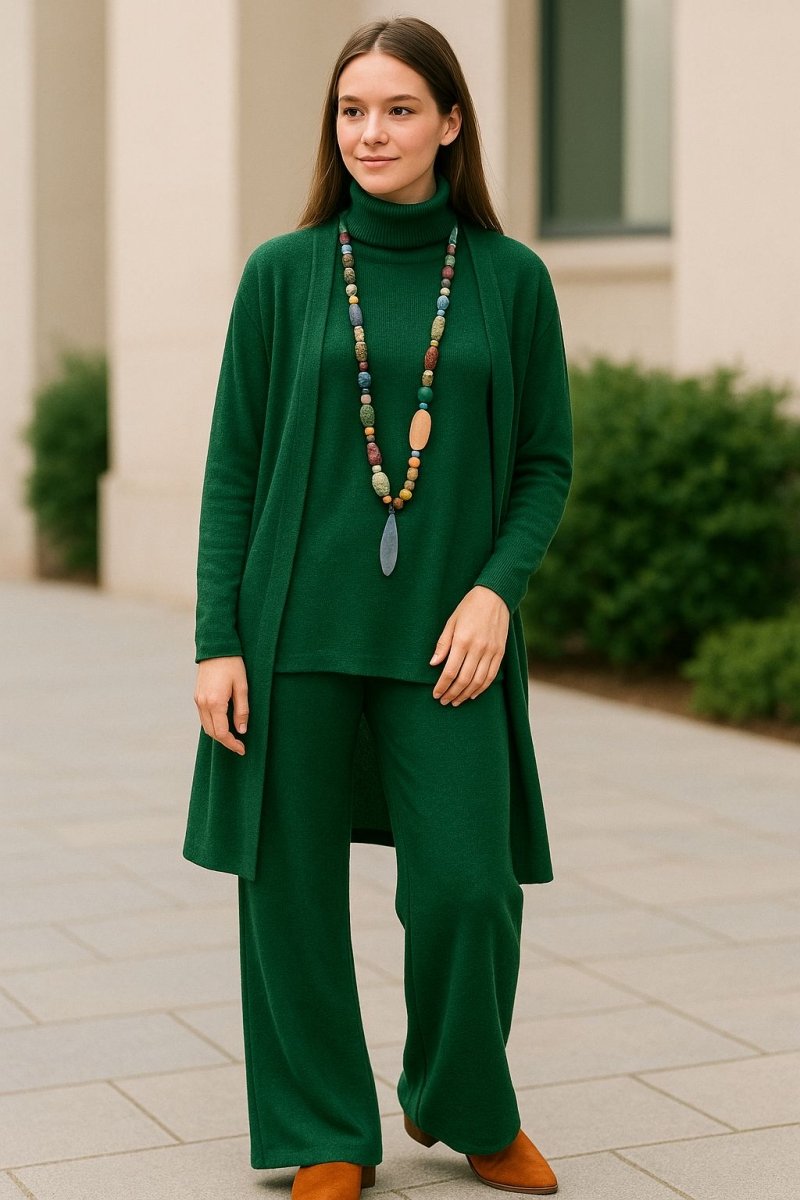 Aubrey Cardigan, Turtleneck &amp; Pants Set