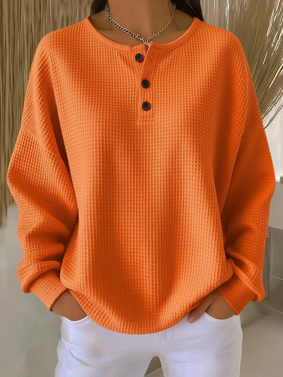 Marlowe waffle henley sweatshirt for women