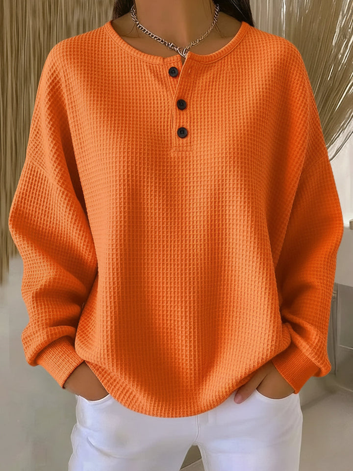 Milagros waffle henley sweatshirt for women